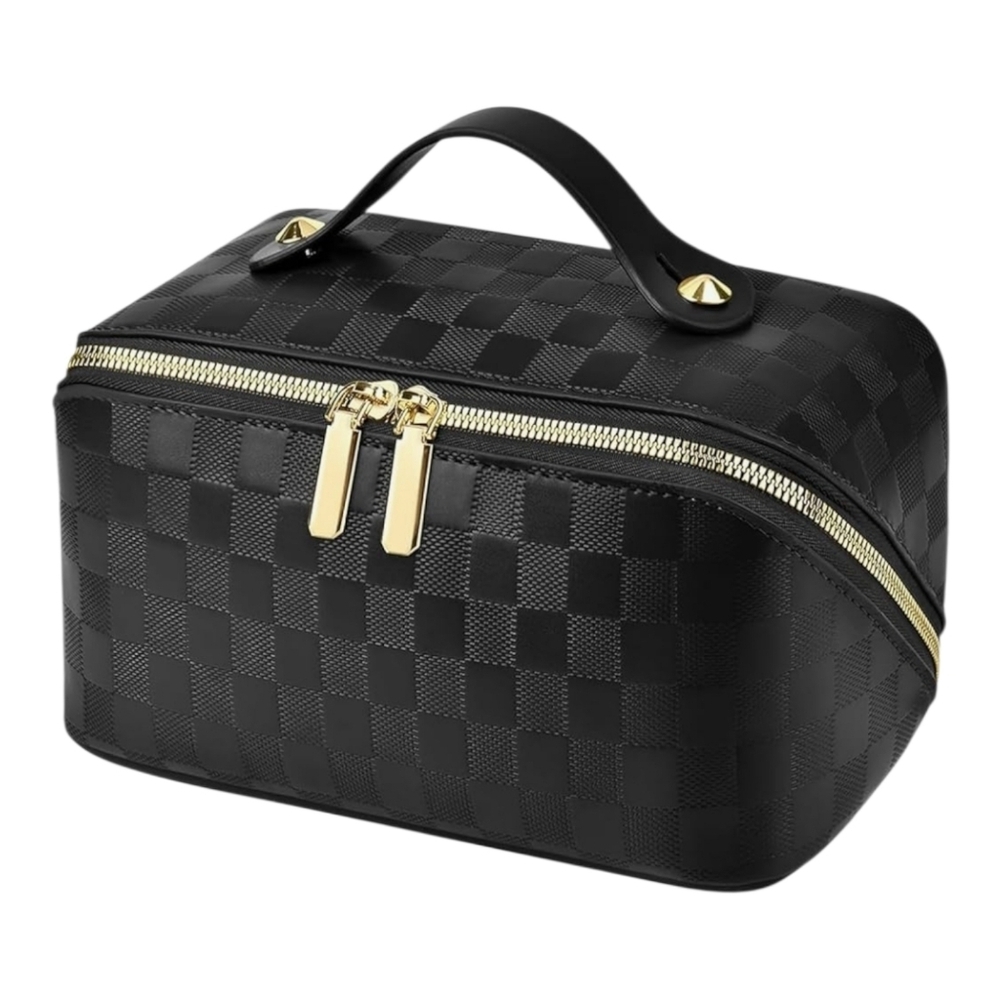 NEW Black Checkered Cosmetic Bag
